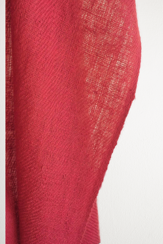 Small Pashmina Stole Made with Yarn Hand-Spun with a charkha (spinning wheel)
