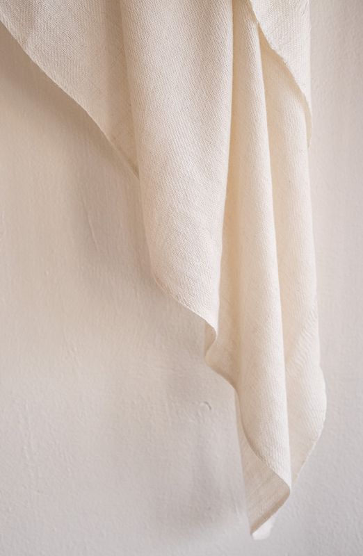 Hand-Woven Pashmina Shawl with Mill-Spun Pashima (Undyed)