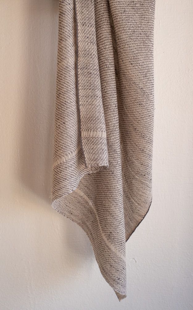 Small Pashmina Stole Made with Yarn Hand-Spun with a charkha (spinning wheel)