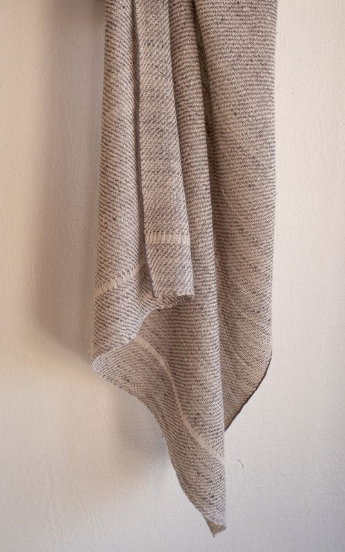 Small Pashmina Stole Made with Yarn Hand-Spun with a charkha (spinning wheel)