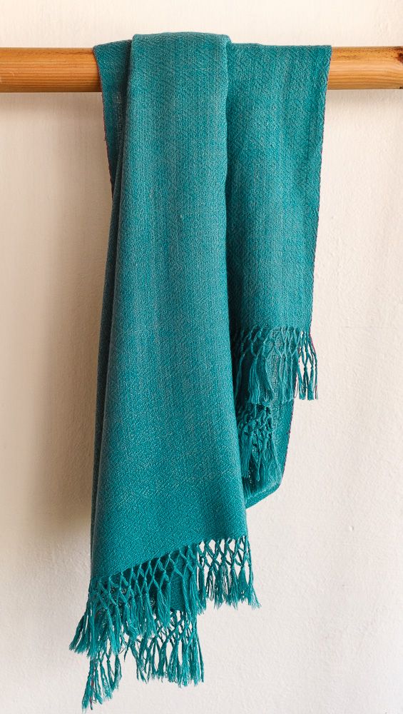 Hand-woven woollen stole dyed with Natural Dyes (with jali )