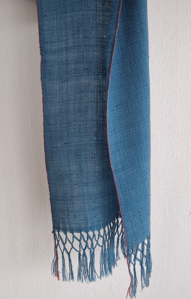 Handwoven Woolen Scarf Coloured With Natural Dyes (With jali tassels)