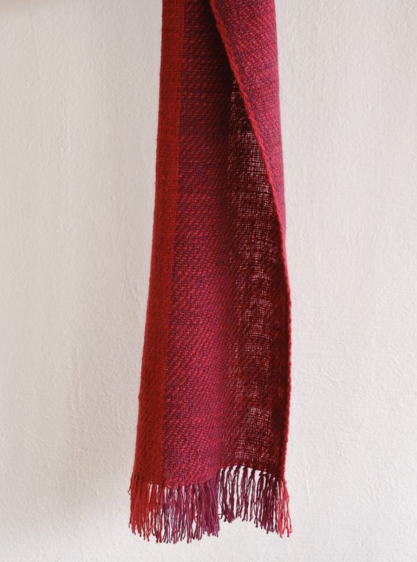 Handspun woolen Scarf dyed with natural dyes (handspun warp and weft)