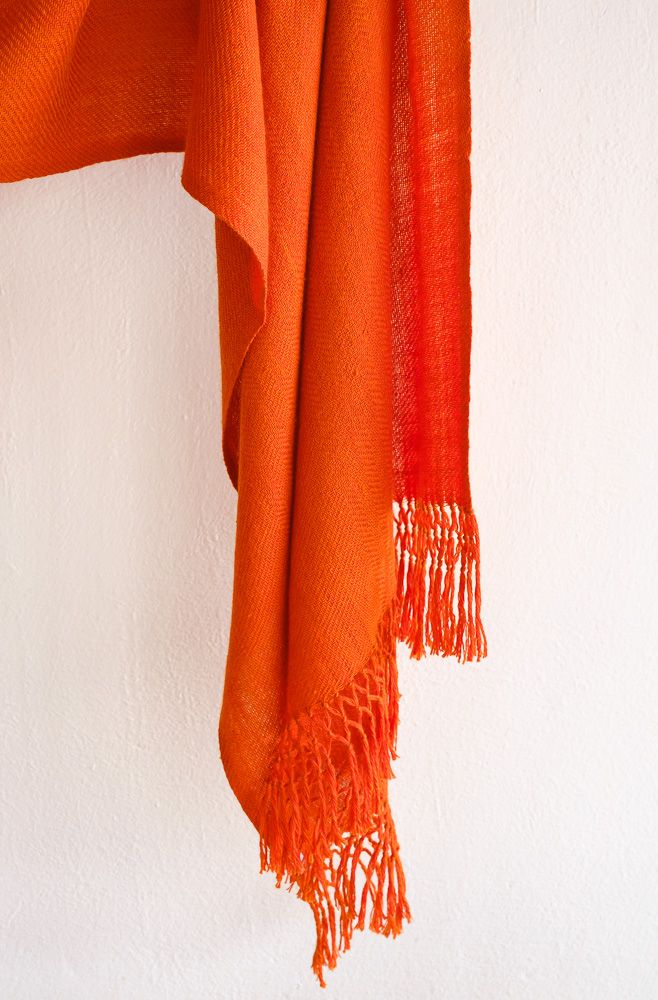 Hand-woven woollen stole dyed with Natural Dyes (with jali )