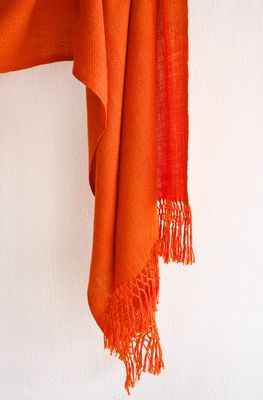 Woolen Stole For Women Coloured Orange With Natural Dyes
