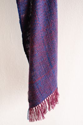 Handspun woolen Scarf dyed with natural dyes (handspun warp and weft)