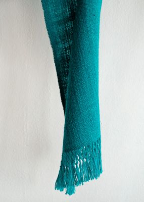 Woolen Scarf Made With Handspun Wool and Dyed With Harada, Indigo and Tesu Flowers