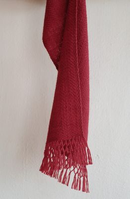 Small Woollen Scarf Made With Handspun Wool and Dyed Red With Madder