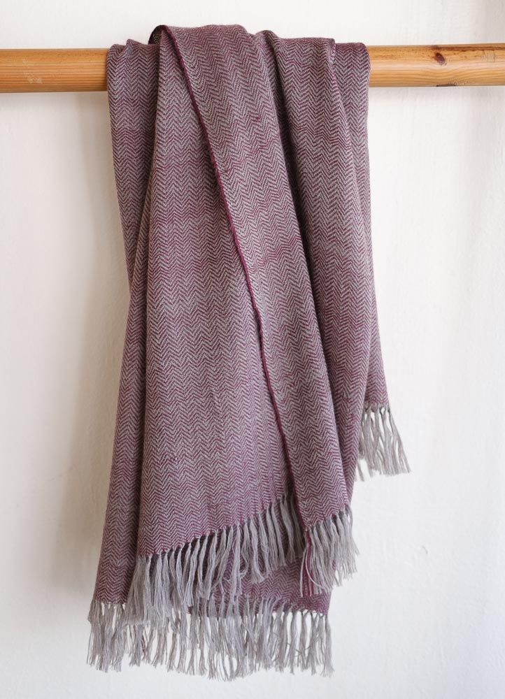 Hand-woven Alpaca Wool Shawl Dyed With Shellac and Harada