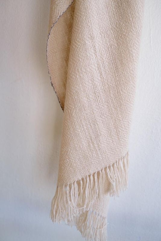 Stole Made With Undyed Handspun Wool
