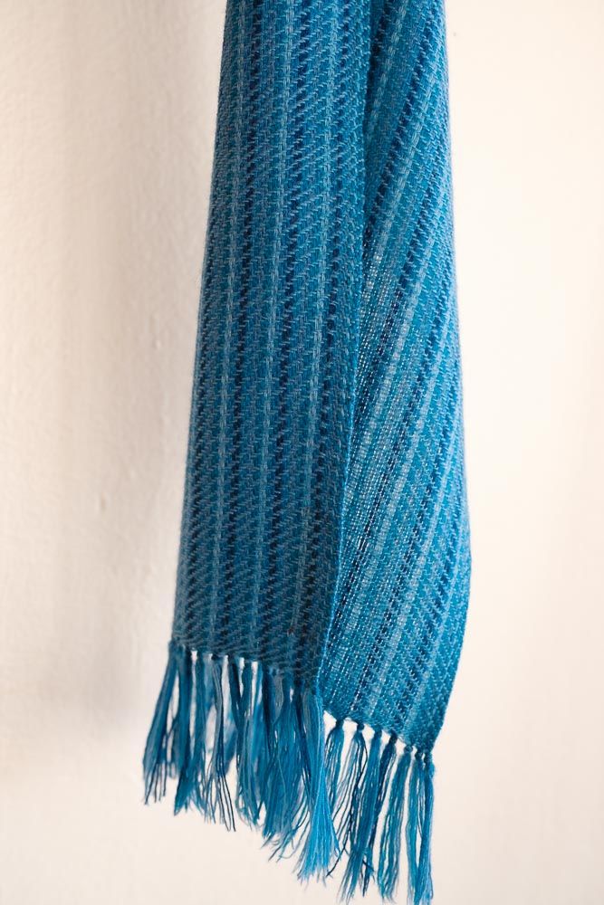 Small Woolen Scarf Coloured with Natural Dyes, Indigo and Tesu Flowers