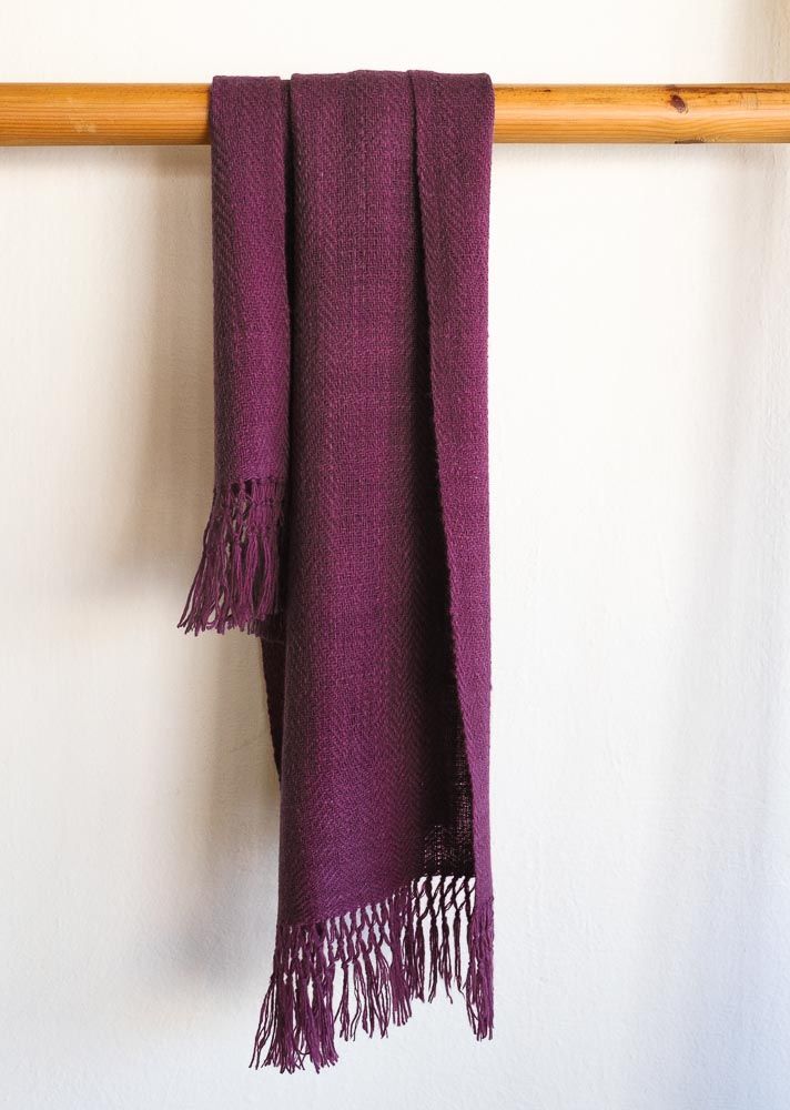 Woolen Scarf Made With Hand-spun Pure Wool and Dyed With Shellac