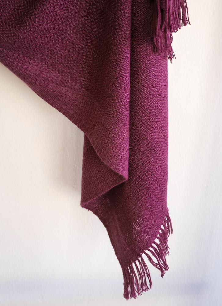 Large Woolen Shawl Made with Hand-spun Wool, Dyed with Natural Dye Shellac