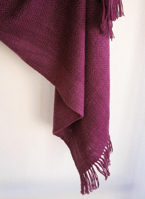 Large Woolen Shawl Made with Hand-spun Wool, Dyed with Natural Dye Shellac