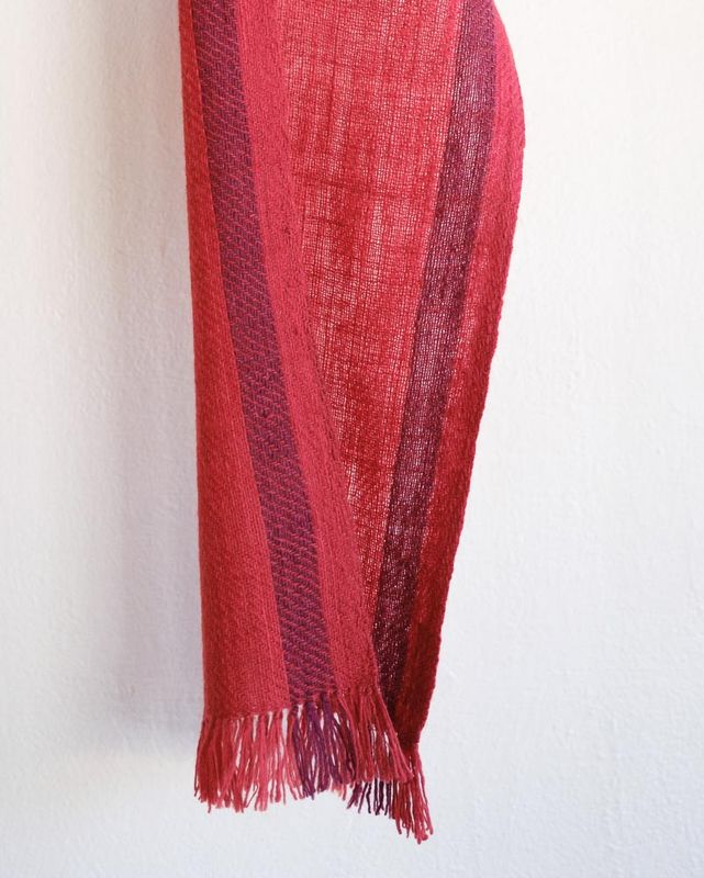 Small  Woolen Scarf Made With Pure Handspun Wool Dyed With Natural Dyes, Shellac and Madder