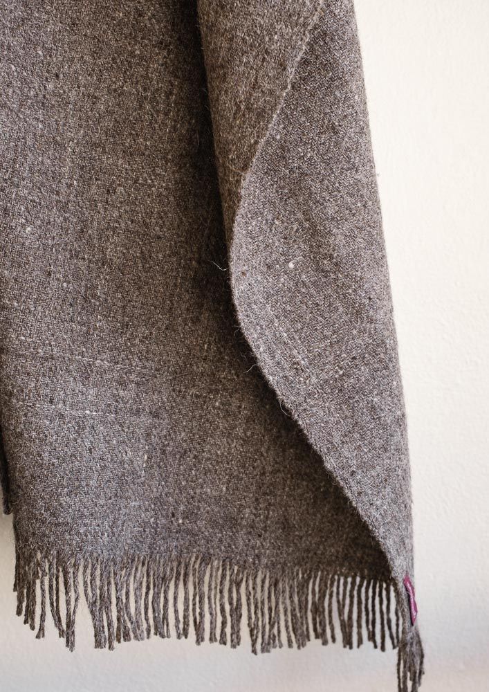 Large Light Grey Shawl / Throw Made With Himalayan Wool (Plain)
