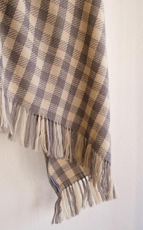 Large Woolen Shawl Handmade With Pure Wool, Dyed with Harada and Tea