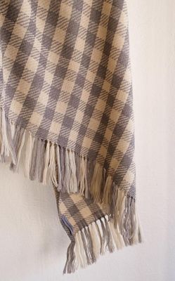 Large Woolen Shawl Handmade With Pure Wool, Dyed with Harada and Tea