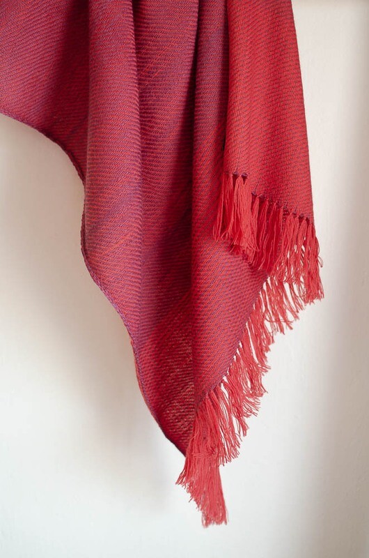 Woolen Stole Dyed with Madder and Sappanwood.
