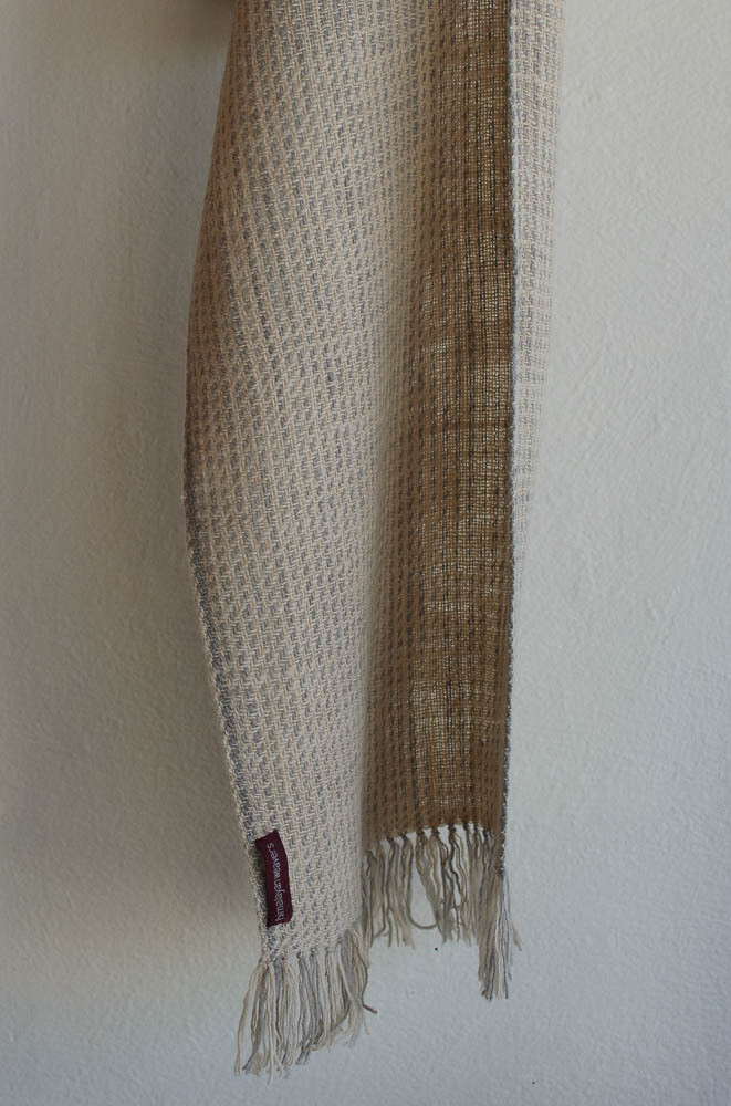 Handspun woolen Scarf dyed with Tea and Harada woolen scarf handmade with natural dyes