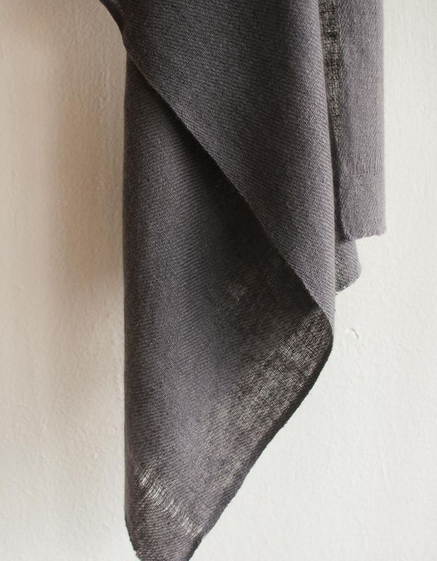 Unisex Dark Grey Handwoven Pashmina Stole-Handspun Yarn Grey From Natural Dye Harada