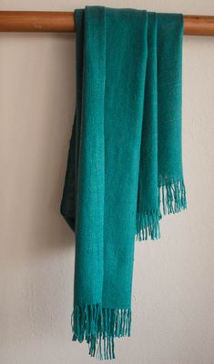 Small Turquoise Pashmina Stole-Handspun Yarn Natural Dyes Indigo and Tesu Flowers