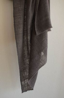 Handwoven Pure Pashmina Shawl- Certified, Handspun Yarn Grey From Natural Dye Harada