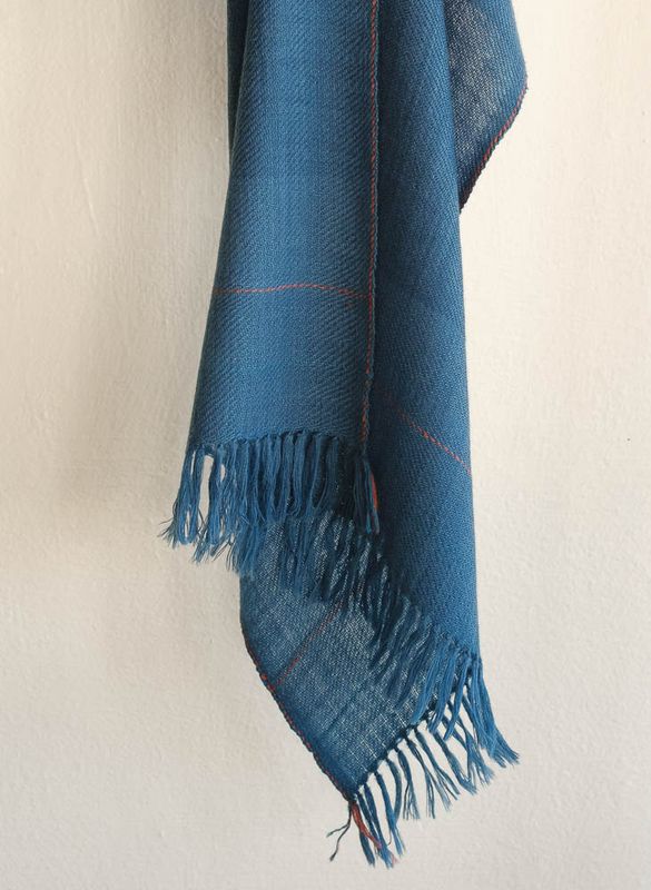 Very Soft Fine Wool Stole Coloured With Indigo and Madder
