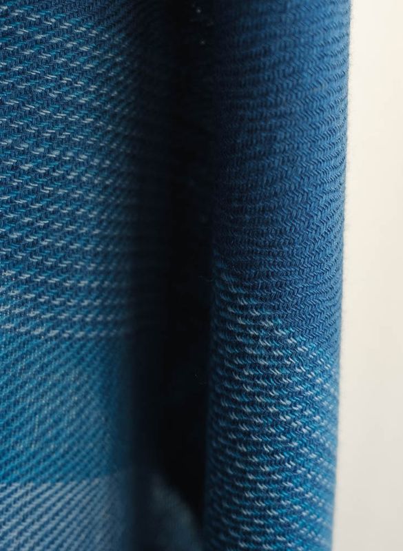 Small Very Fine Wool Stole Dyed With Natural Indigo and Tesu Flowers