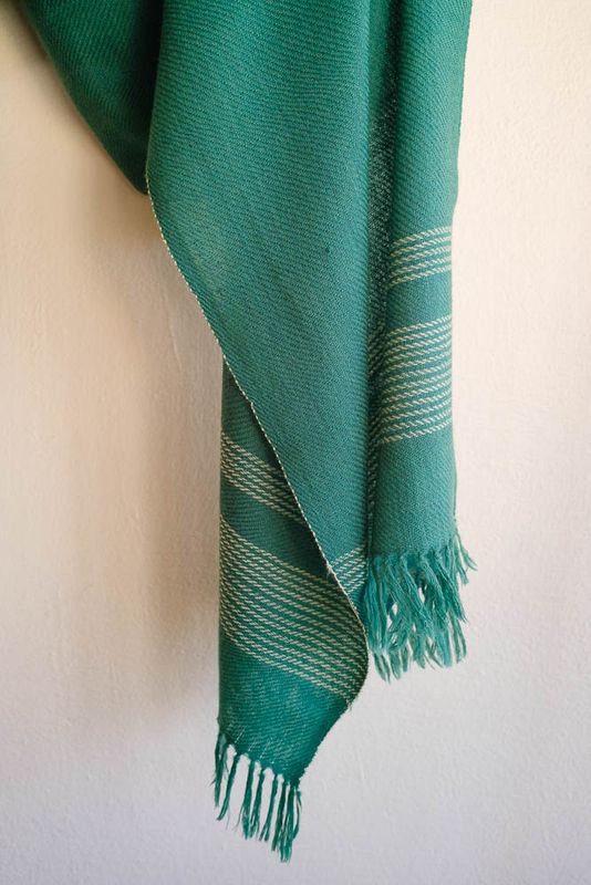 Small Very Soft Woolen Scarf Dyed Green With Natural Dyes