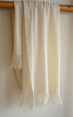 Small Stole Made With Undyed Wool and Eri Silk