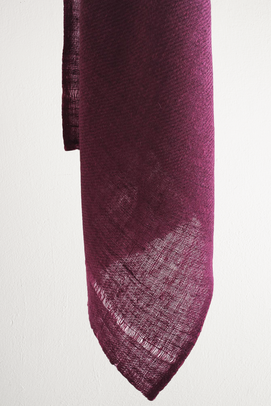 Handwoven Small Pashmina Stole- Handspun Yarn Dyed Purple With Natural Dye Shellac