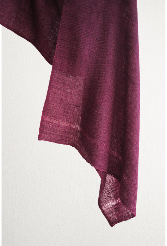 Handwoven Small Pashmina Stole- Handspun Yarn Dyed Purple With Natural Dye Shellac