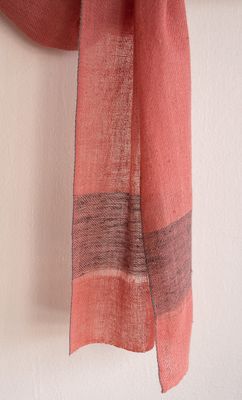 Handmade Pashmina Scarf-  Handspun Yarn Pink and Grey From  Natural Dyes Sappanwood and Harada