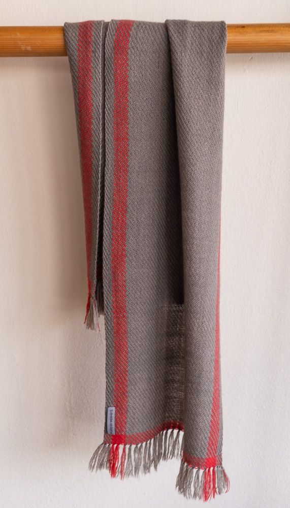 Handwoven Woolen Scarf Dyed With Madder and Harada