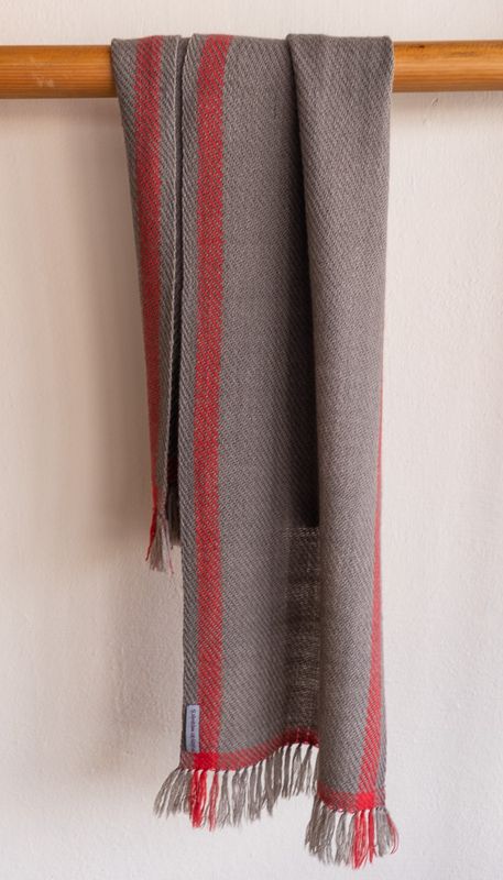 Handwoven Woolen Scarf Dyed With Madder and Harada