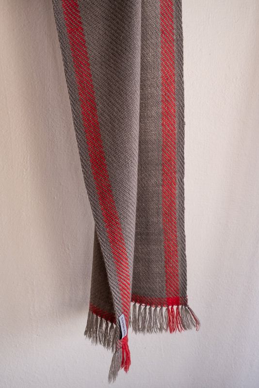 Handwoven Woolen Scarf Dyed With Madder and Harada