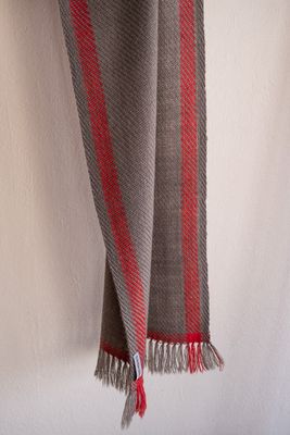 Handwoven Woolen Scarf Dyed With Madder and Harada