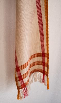 Handwoven Woolen Scarf Coloured With Natural Dyes, Madder and Tea