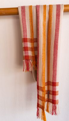 Handwoven Woolen Scarf Coloured With Natural Dyes, Madder and Tea