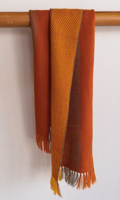 Small Woolen Scarf Coloured with Natural Dyes Harada and Tesu Flowers