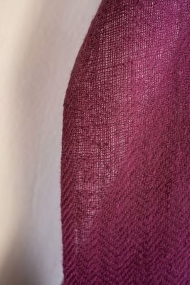 Handmade Pashmina Scarf- Diamond Weave Handspun Yarn Purple From Natural Dye Shellac
