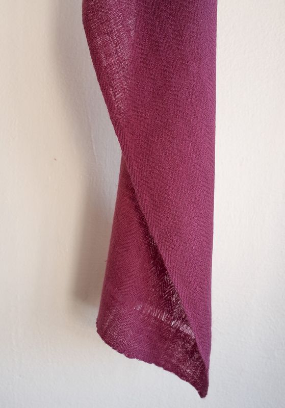 Handmade Pashmina Scarf- Diamond Weave Handspun Yarn Purple From Natural Dye Shellac