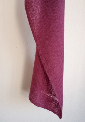 Handmade Pashmina Scarf- Diamond Weave Handspun Yarn Purple From Natural Dye Shellac