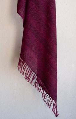 Small Handmade Pashmina Stole-Hand-Spun Yarn Purple Colour From Shellac