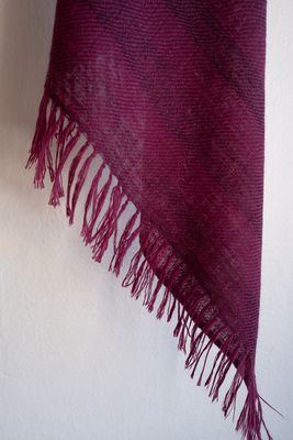 Small Handmade Pashmina Stole-Hand-Spun Yarn Purple Colour From Shellac