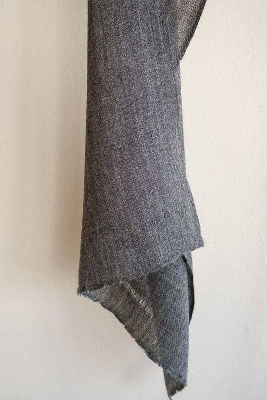 Small Alpaca Wool Stole- Handwoven, Natural Colour Undyed