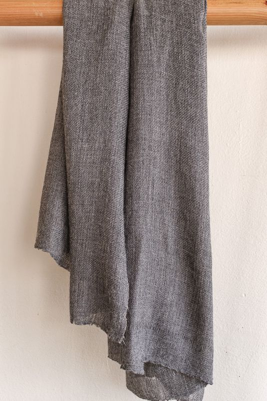 Hand-woven Alpaca Wool Shawl- Undyed Natural Colour