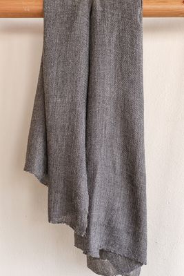 Hand-woven Alpaca Wool Shawl- Undyed Natural Colour