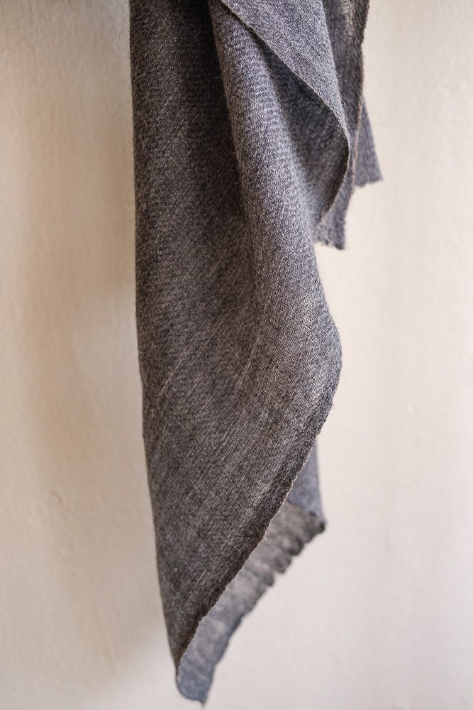 Hand-woven Alpaca Wool Shawl- Undyed Natural Colour